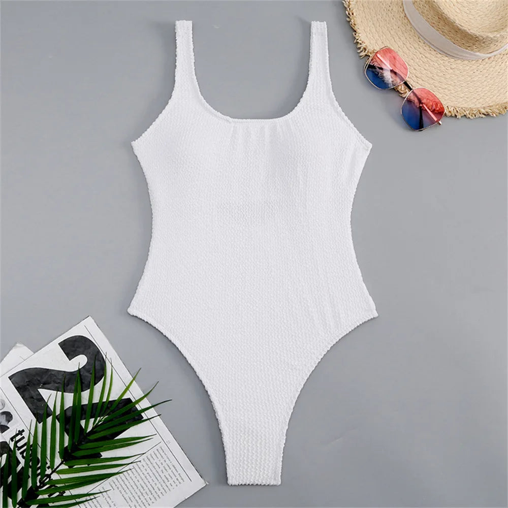 Fluorescent Crinkle Cloth Swimsuit for Women, Special Fabric Bikini, Candy Color, European and American