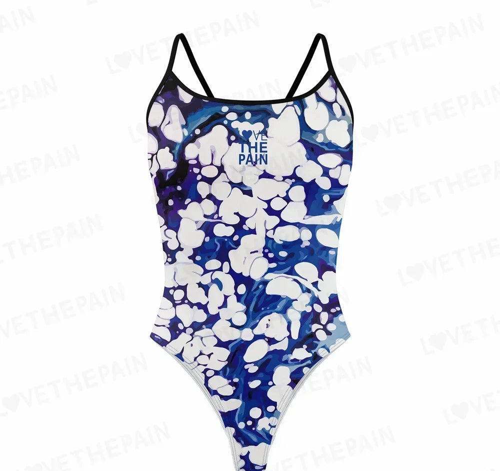 Love The Pain Marble Design One Piece Swimsuit Women Swimwear Monokini Summer Beach Bathing Suit Race Printing Swimsuit