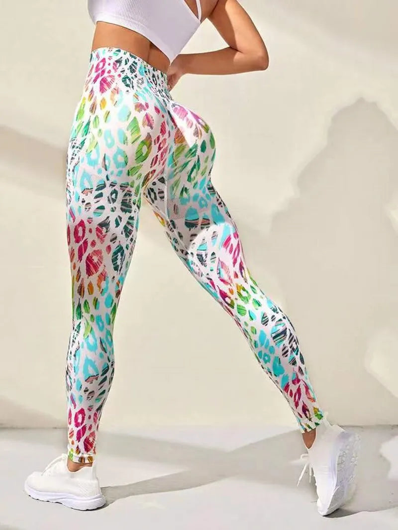 3D Print Tie Dye Sports Pants Women Seamless Leggings High Waist Fitness Push Up Leggings Gym Clothing Workout Tights