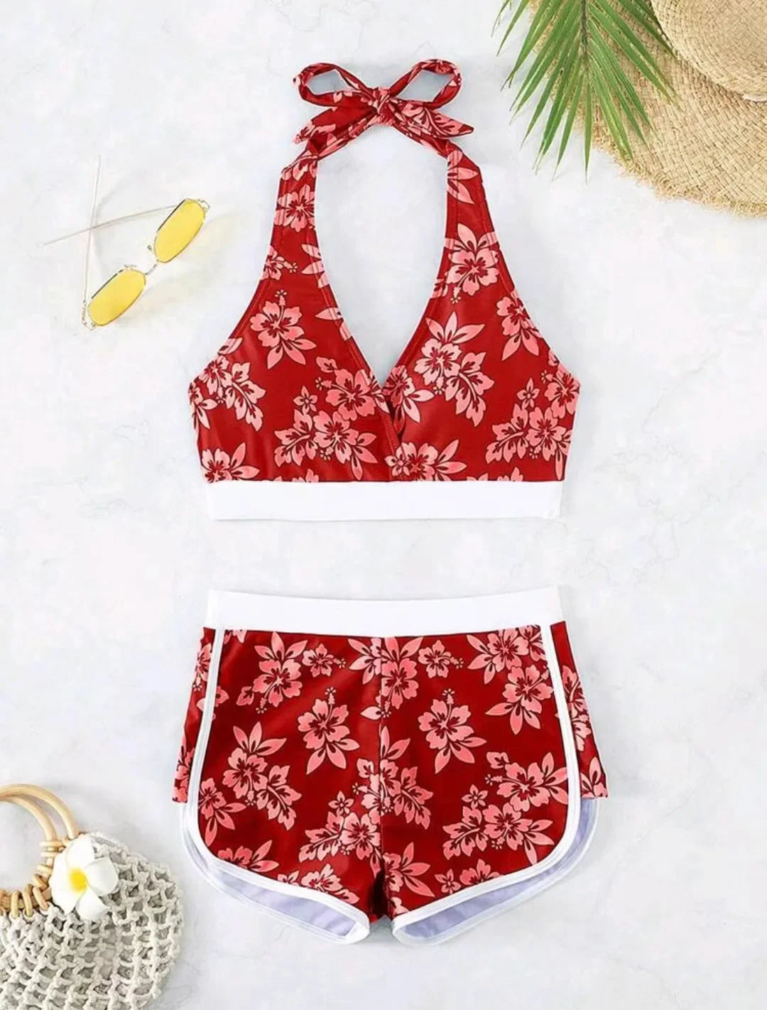 Tied Halter Swimwear Women High Waist Bikini Set Push Up Brazilian Swimsuit Lady Beach Bathing Suit