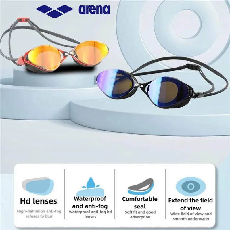 ARENA professional waterproof and anti fog high-definition adult swimming goggles silicone swim cap