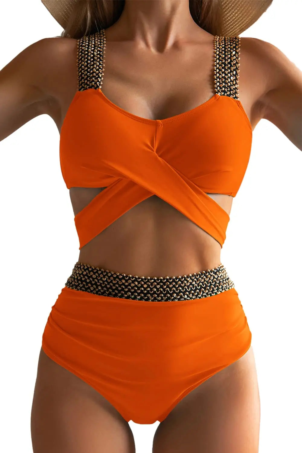 Cross High Waist Bikinis Women Black Swimwear Solid Swimsuit Female Beachwear Summer Bathers Bathing Suit Swimming