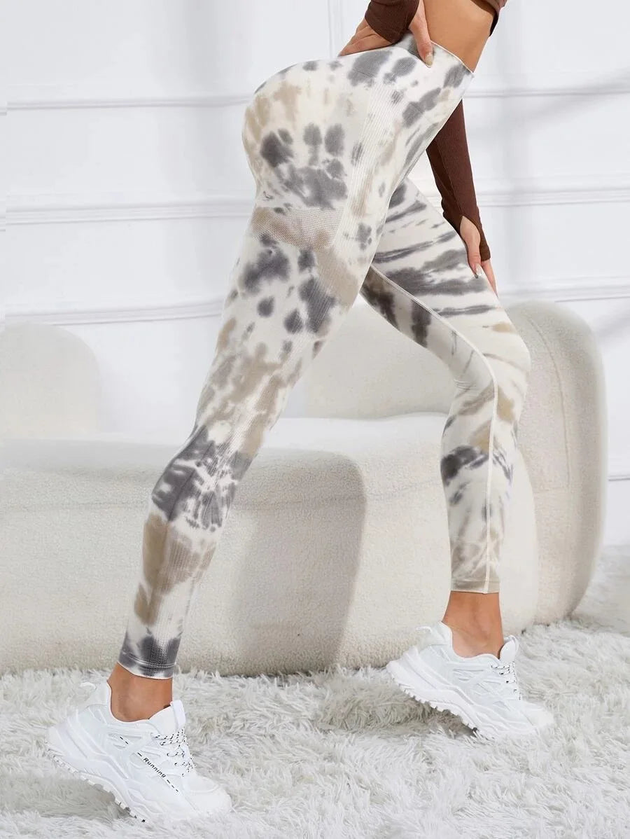 3D Print Tie Dye Sports Pants Women Seamless Leggings High Waist Fitness Push Up Leggings Gym Clothing Workout Tights