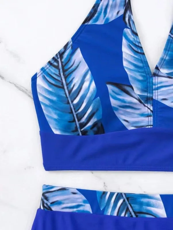 Push Up Bikinis Set Swimwear Women Leaf Print Swimsuit Summer Beach Wear Tankini Bathing Suit
