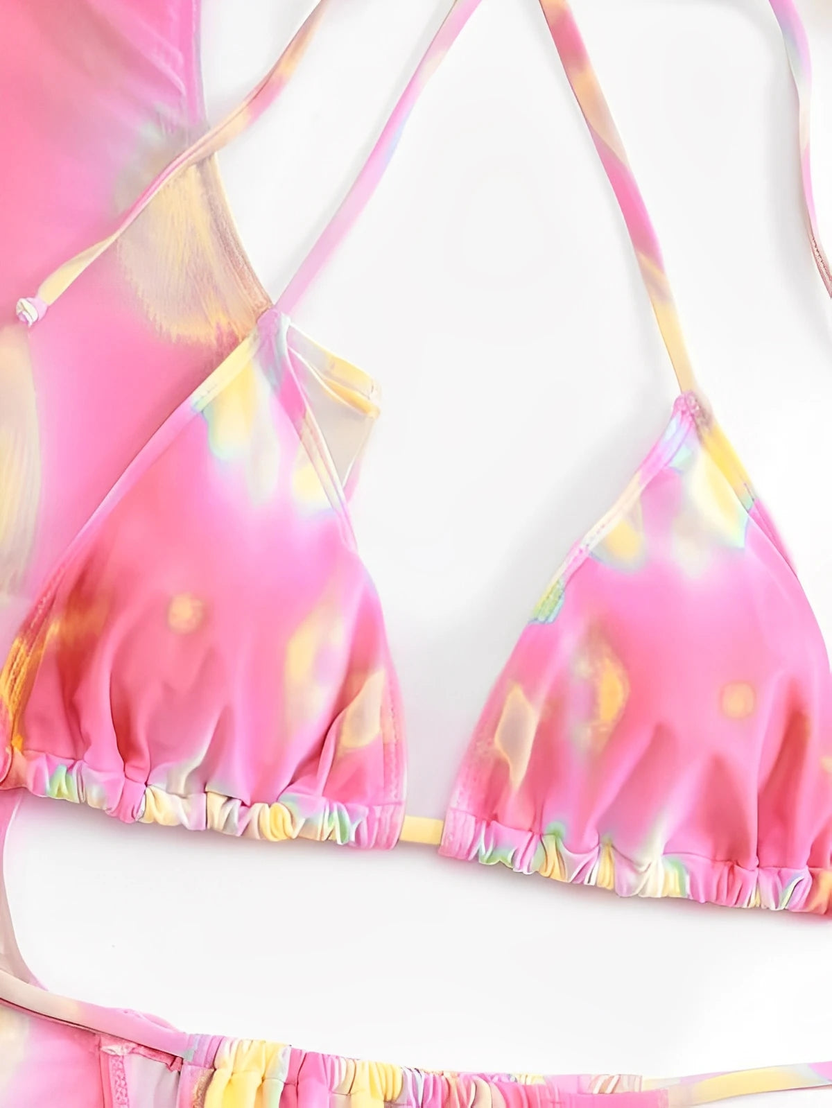 3 Pieces Tie Dye Bikini Women & Drawstring Cutout Cover Up Dress Swimsuit Swimwear Female Bathing Swimming Swim Suit