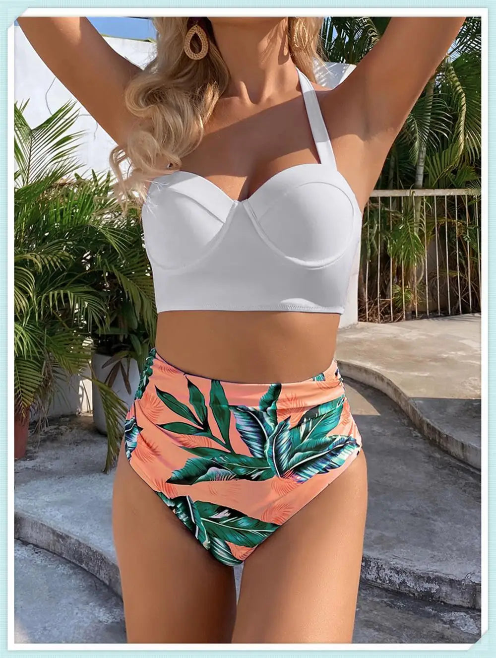 Push Up Swimsuit Women High Waist Bikini Set Butterfly Print Swimwear Female Padded Bathing Suit Swimming Beachwear Summer