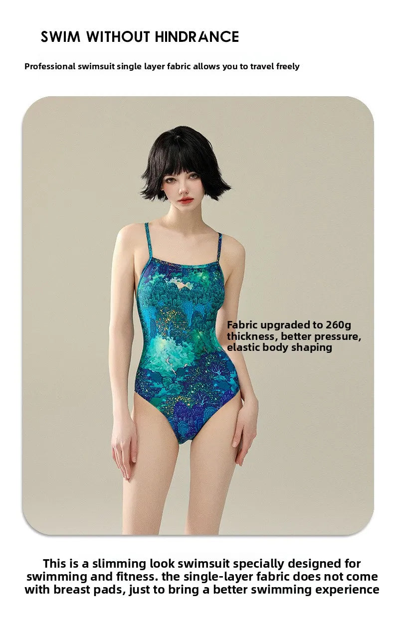 one-piece swimsuit women professional sports racing swimming pool hot spring quick-drying anti-chlorine swimsuit