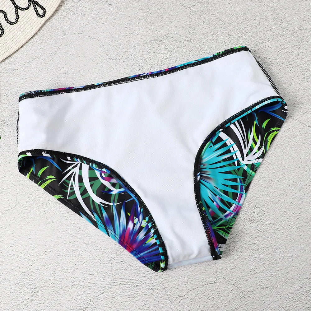 Push Up Bikini Set Women Printed Swimsuit Mid Waist Swimwear Female Bathers Swimming Bathing Swim Suit Beachwear