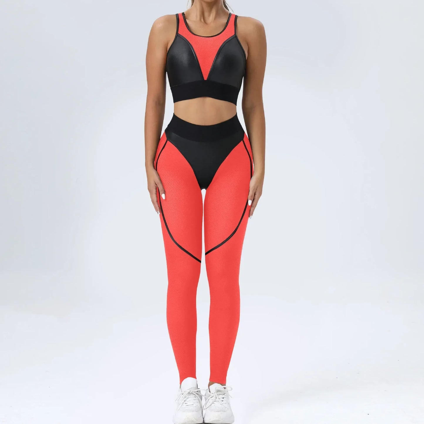 Bright Solid Color Options Gym Set Women Mesh Suit for Fitness Sportswear Tracksuit Yoga Clothes Transparent 2 Piece Sets Women Outfit Black Pink