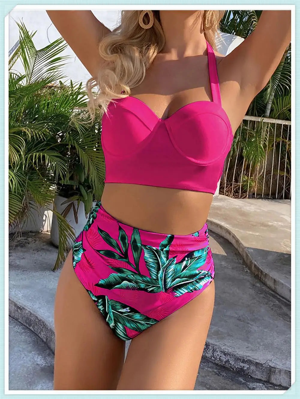 Push Up Swimsuit Women High Waist Bikini Set Butterfly Print Swimwear Female Padded Bathing Suit Swimming Beachwear Summer