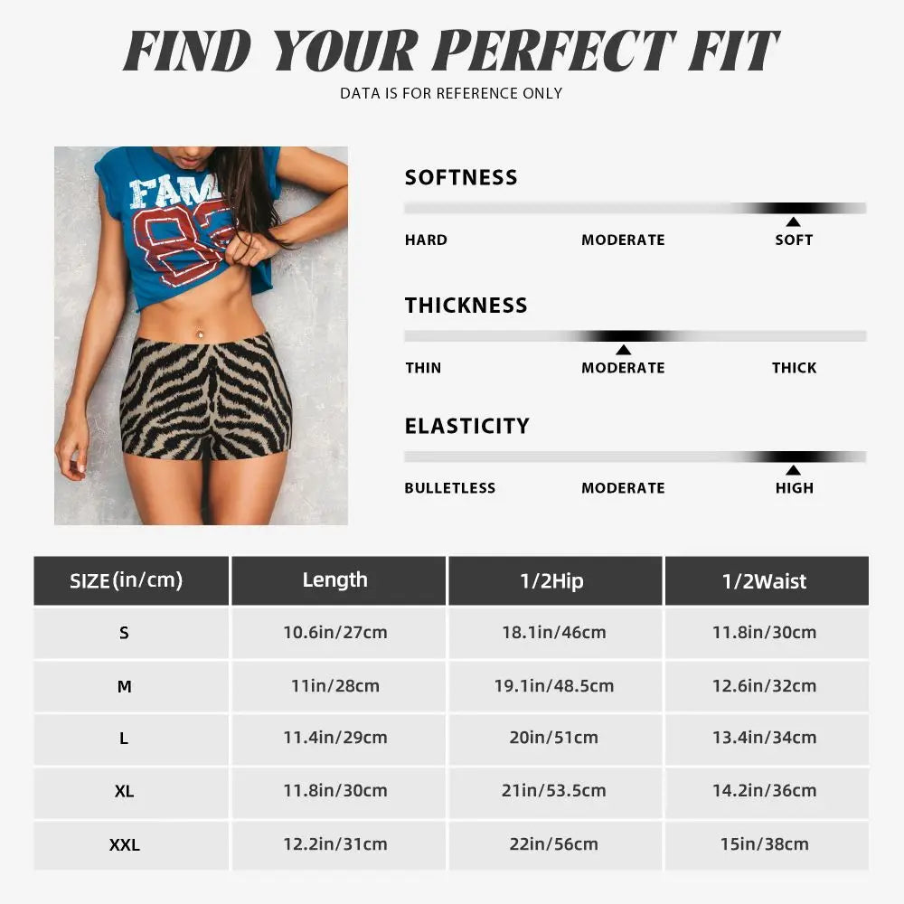 Wild Animal Designs Yoga Shorts Women Black And White Zebra Skin Stripes