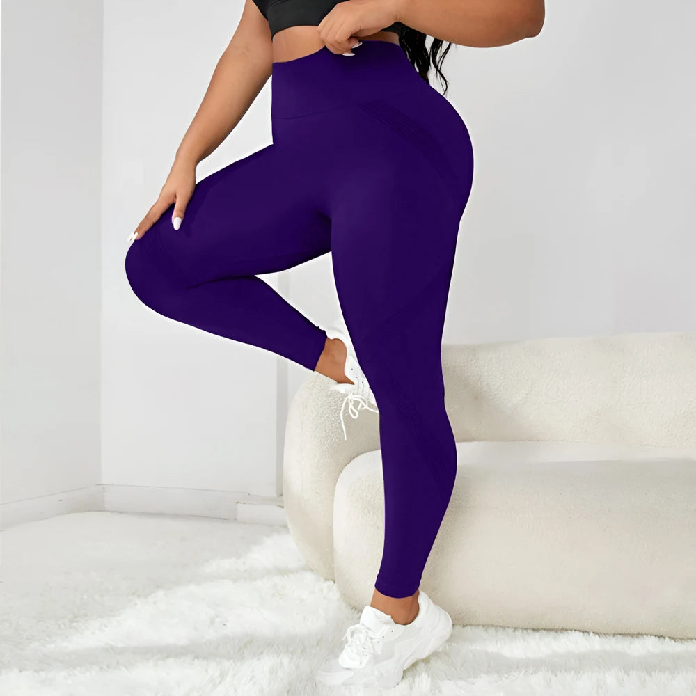 Plus Size Four-Way Stretch Hip-Covering High-Elastic Yoga Fitness Women's High-Waisted Line Seamless Pants