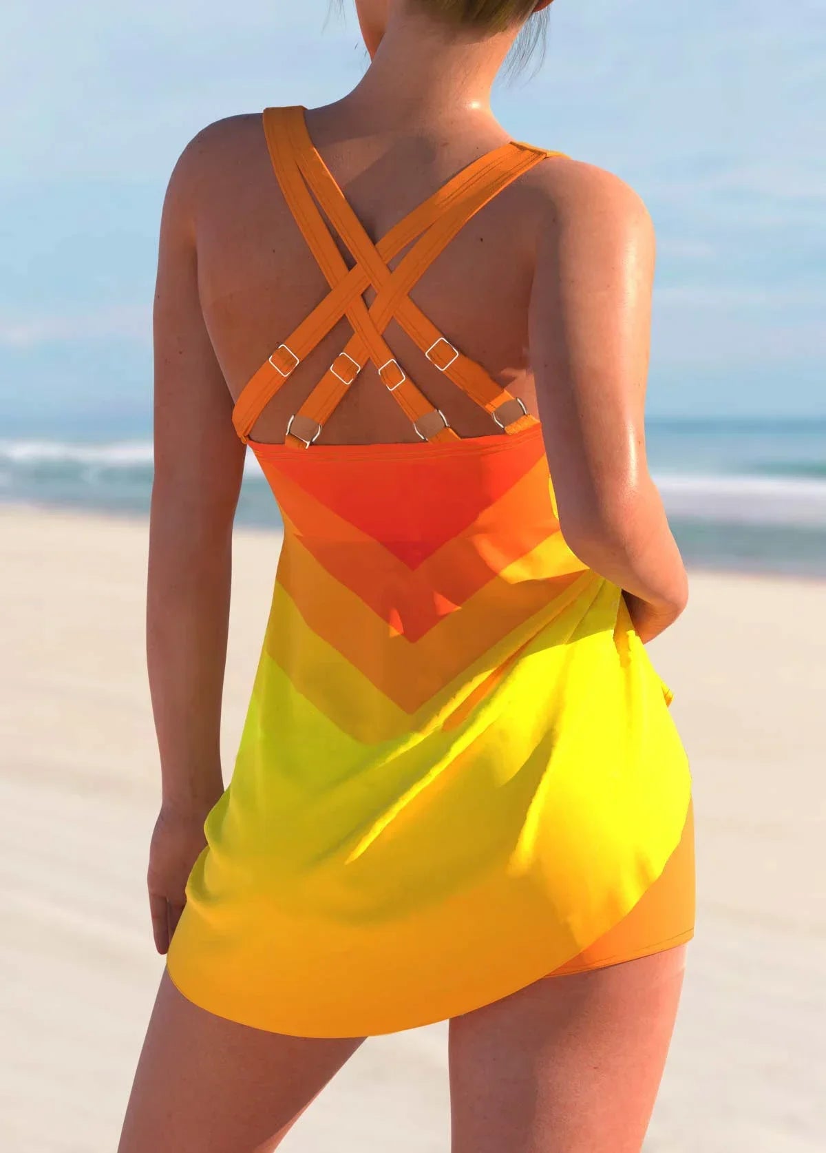 Colour Beam Women's Tankini Triangle Shorts Two Piece Swimsuit Sexy Holiday Beach Set S-6XL