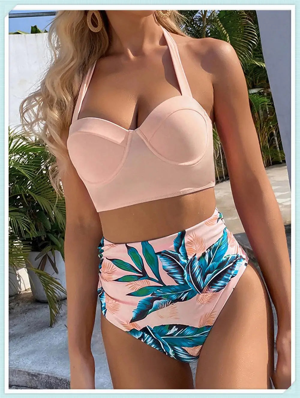 Push Up Swimsuit Women High Waist Bikini Set Butterfly Print Swimwear Female Padded Bathing Suit Swimming Beachwear Summer