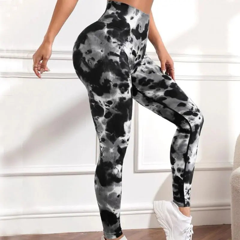 3D Print Tie Dye Sports Pants Women Seamless Leggings High Waist Fitness Push Up Leggings Gym Clothing Workout Tights