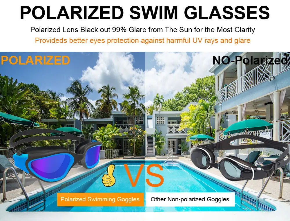 Professional Adult Anti-Fog UV Protection Lens Men Women Polarized Swimming Goggles Waterproof Adjustable Silicone Swim Glasses