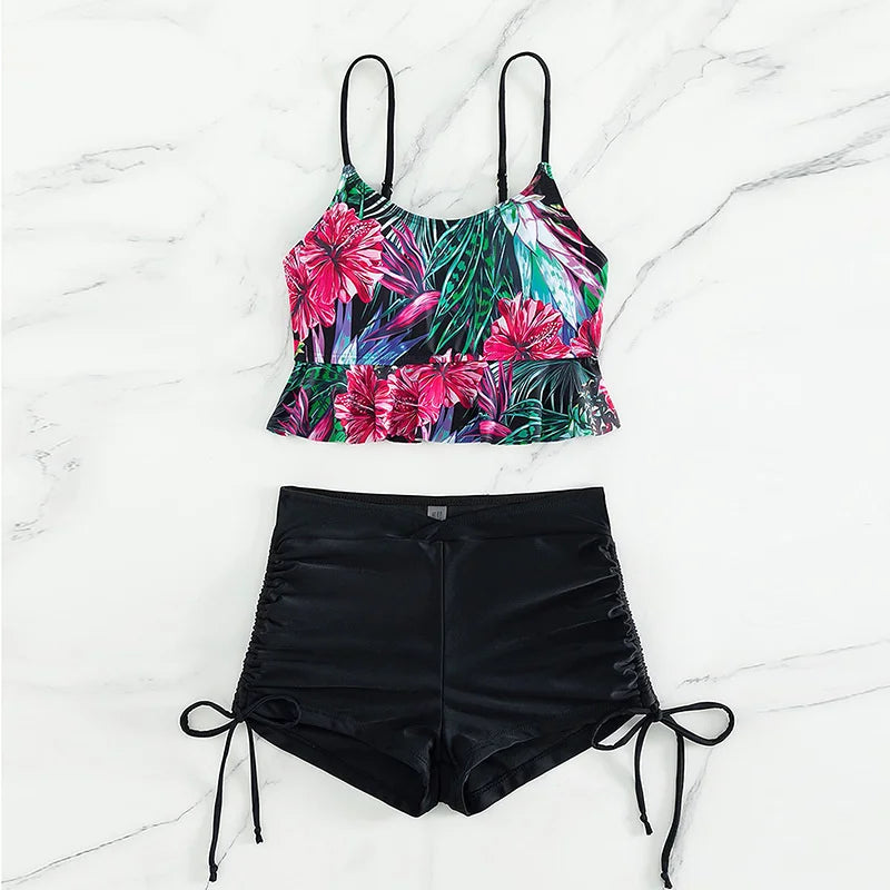 Summer Pink Swimsuits Tankini Set Female Two-piece Swimwear Beach Swim Wear Bathing Suits Pool Women's Swimming Suit 2025