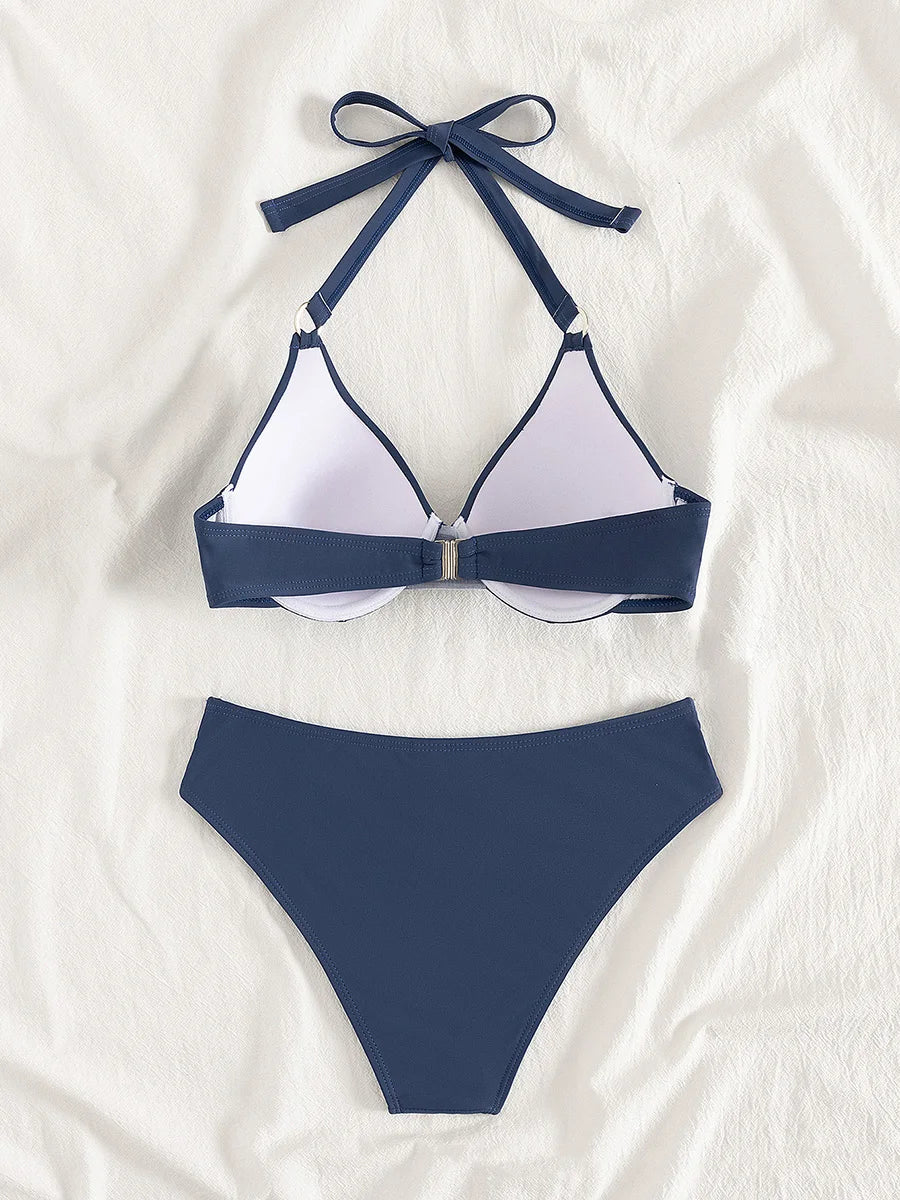 Leopard Underwired Bra Cup Bikini Women Swimsuit Female Strapless Mujer Swimwear Two Pieces Bikini Set Push Up Bathing Suit Swim