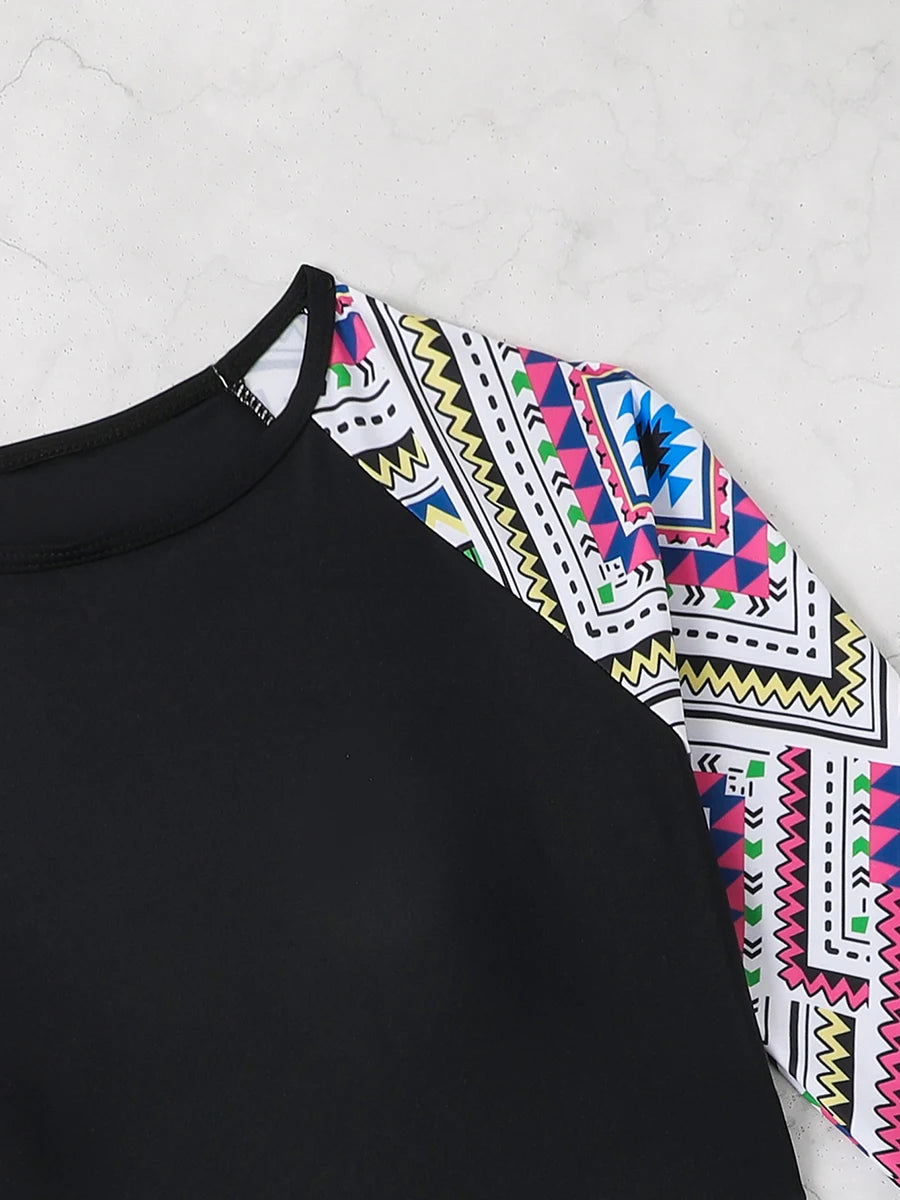 Print Swimsuit Women Two Pieces Surfing High Waist Shorts Swimwear Female Beachwear Bathers Bathing Swimming Swim Suit