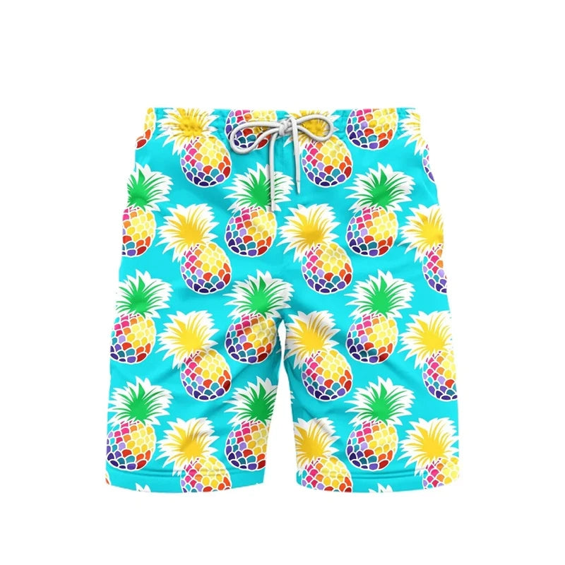 Cartoon Cute Pineapple 3d Printed Shorts For Men & Boys Fruit Watermelon Casual Beach Shorts Quick Dry Fashion Streetwear Short Pants