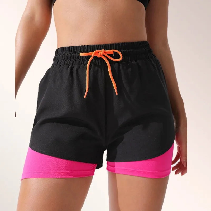 Outdoor Sports Shorts Anti Walking Light Speed Dry and Fake Two Piece Hip Lifting Shaping Drawstring Three Part Fitness Sports Pants