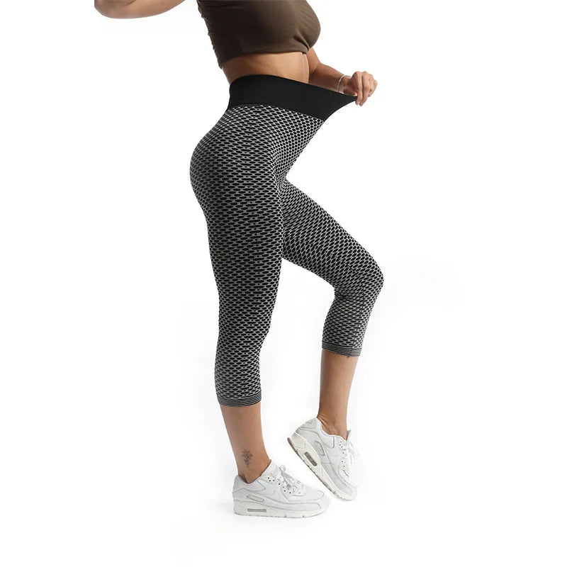YSDNCHI Push Up Leggings Breathable Workout Capris Sport Leggins Seamless High Waist Mid-Calf Women Gym Fitness Yoga Clothing