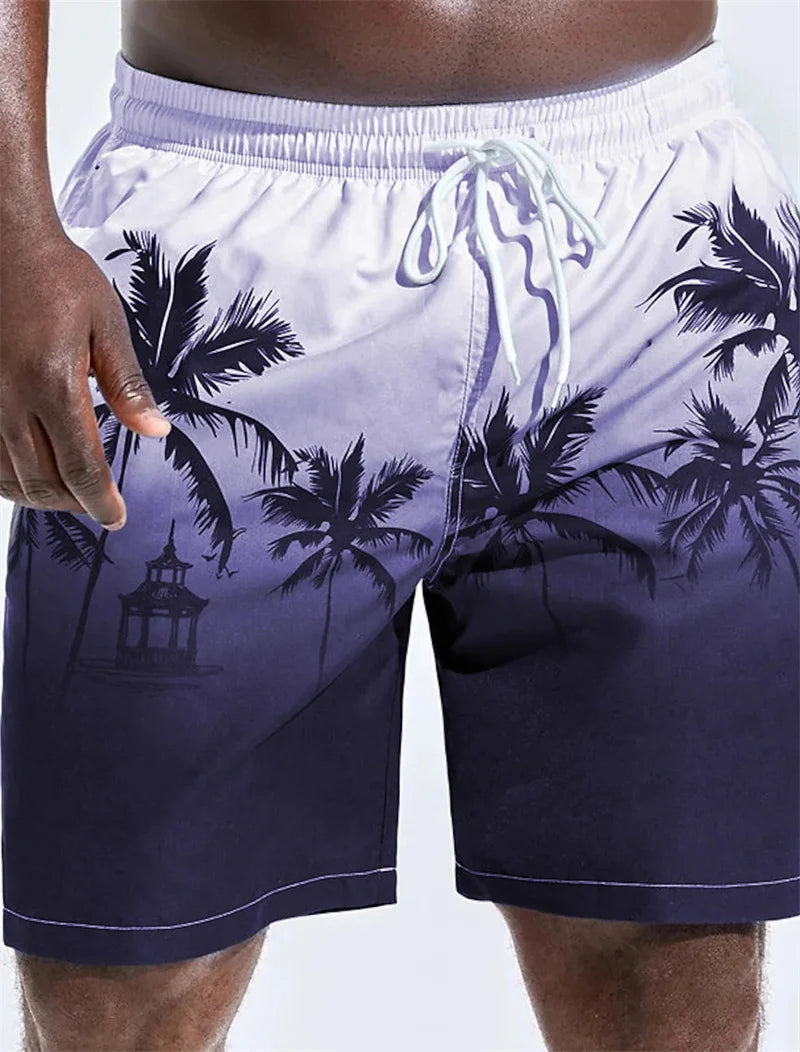 Men's Beach Shorts Fun 3D Striped Print Swim Trunks Fashion Summer Loose Casual Pants Boy Girl Unisex Gym Board Shorts