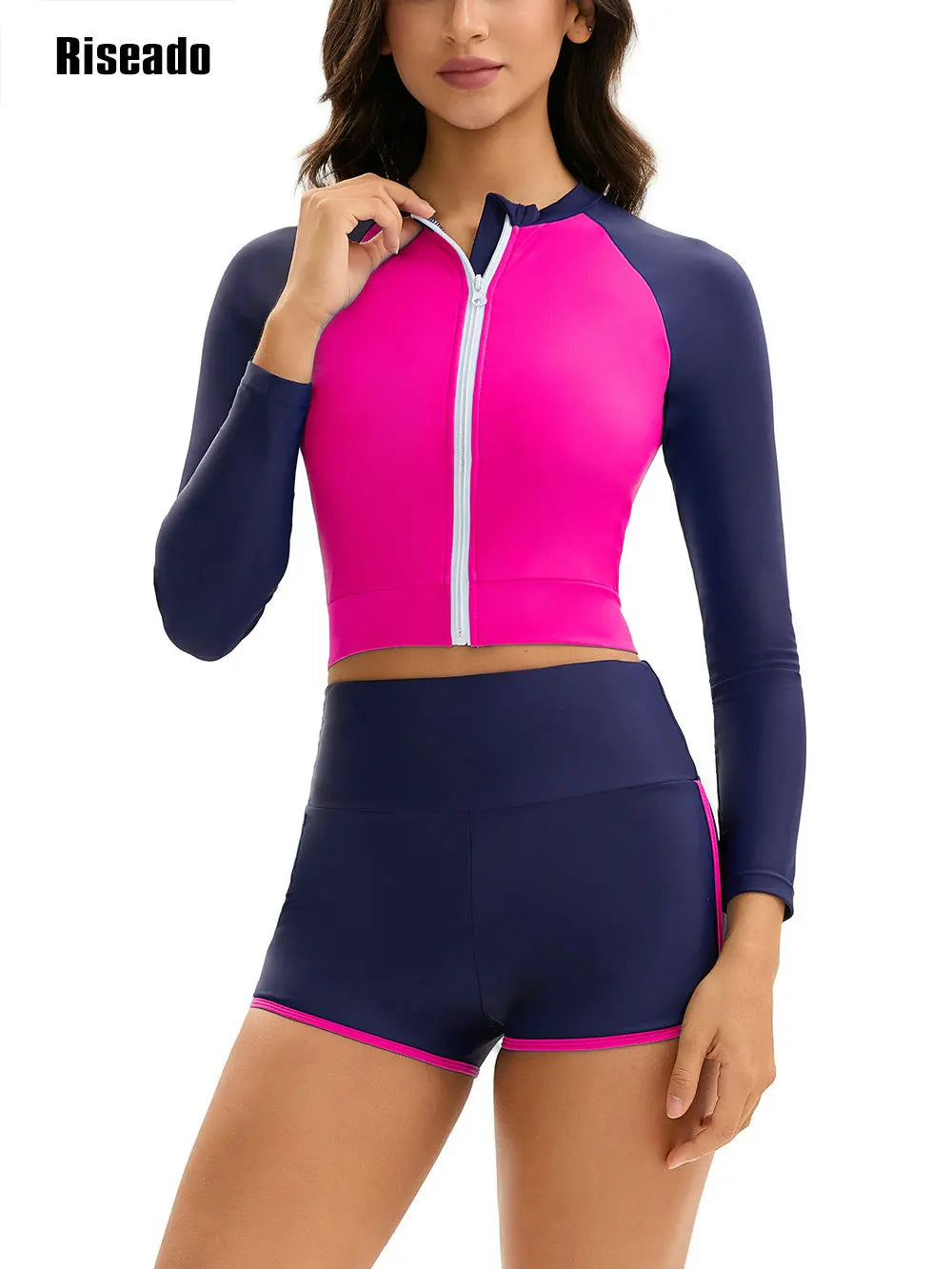 Two Piece Tankini Swimwear Woman High Waist Tummy Control Full Cover Conservative Swimsuit with Shorts