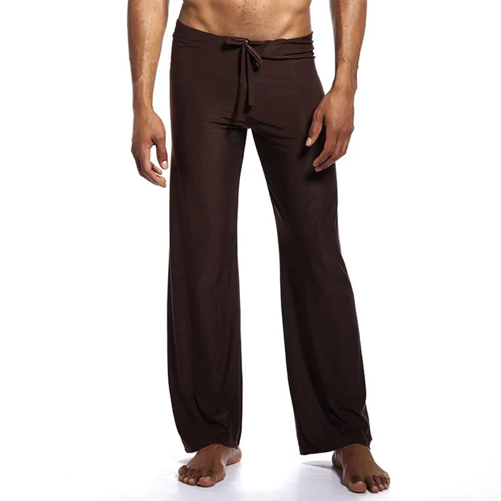 Casual Men's Yoga Drawstring Elastic Pants Sports Gym Active Wide Leg Solid Color Baggy Sweatpants Jogger Pant Trousers Clothing