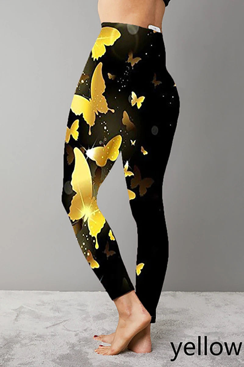 Big Size 5XL Seamless Leggings Women Fashion Butterfly Print Yoga Pants High Waist Legging Push Up Sport Energy Workout Leggins