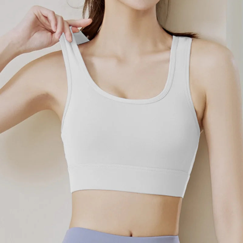 Aiithuug Sports Bra for Women Criss Cross Back Padded Strappy Sports Bras Medium Support Yoga Bra Wire Free Wireless Yoga Tops