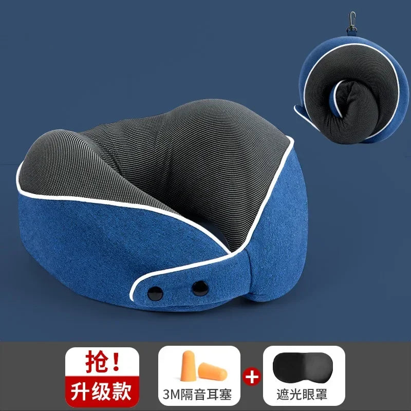 Travel Pillow Memory Foam Neck Support Flight Comfortable Head Cushion Support Neck Pillow Accessories for Sleep Rest Airplane