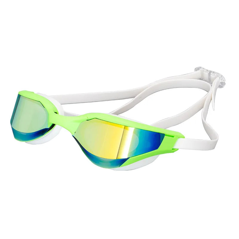 Professional Adult Swim Goggles Waterproof Fog-proof Racing Goggles Men Women Cool Silver Plated Swimming Equip