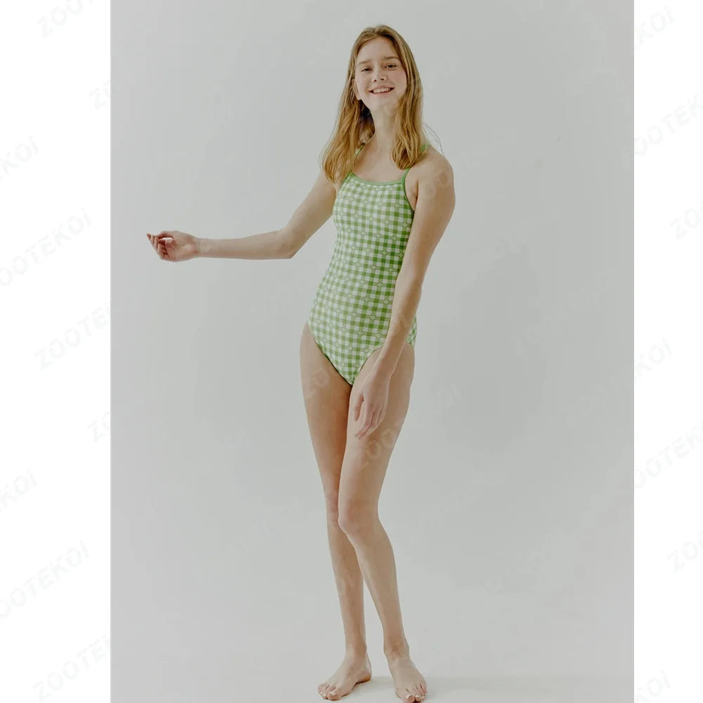 Women's Swimming Suit Hollow Back Swimsuit Female One-piece Triathlon Happy Prints Fit Practice Training Swimsuit