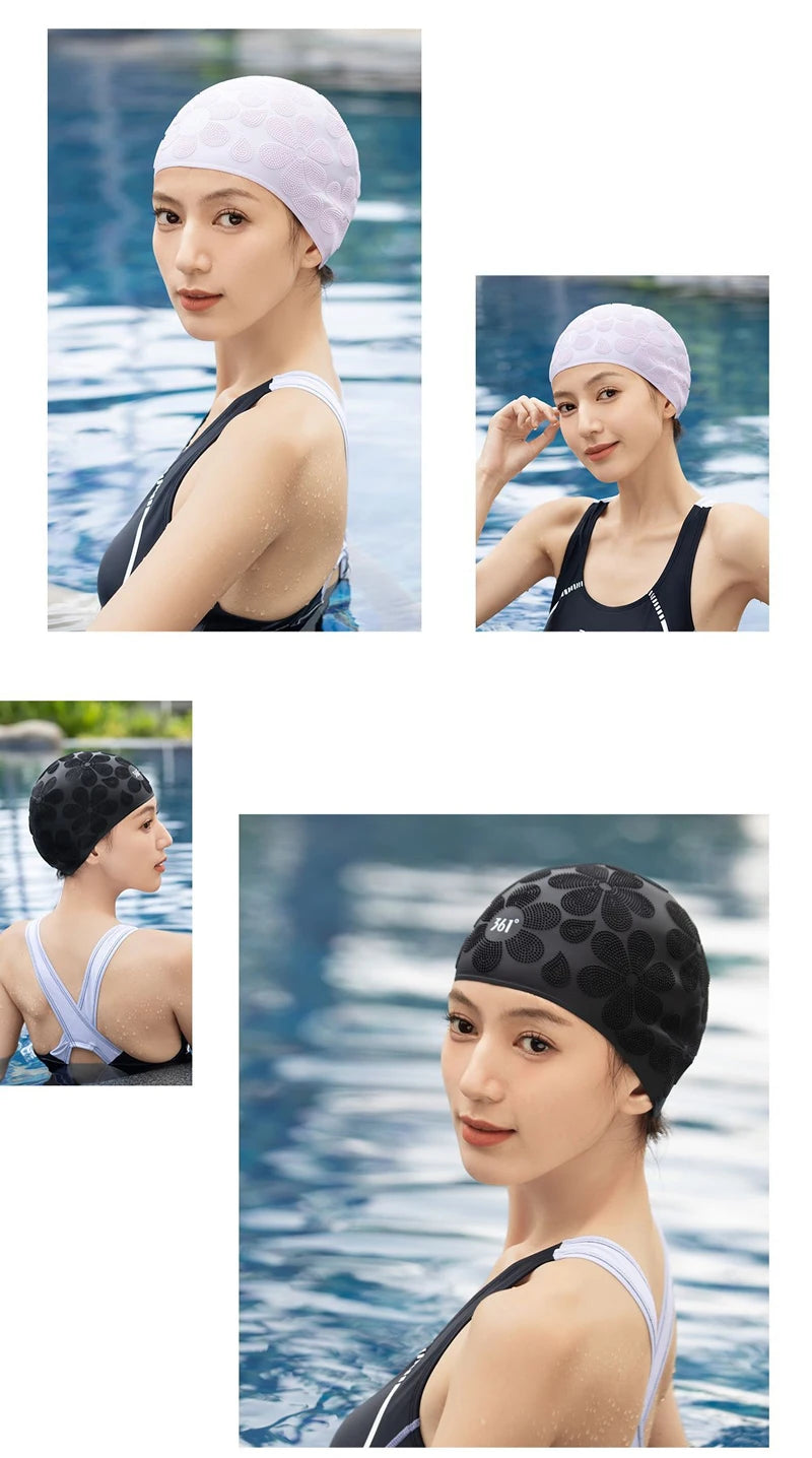 Granular Pattern Silicone Swimming Cap Women Men Non-slip Durable Flexible Pool Swim Hat Bonnet De Natation Femme