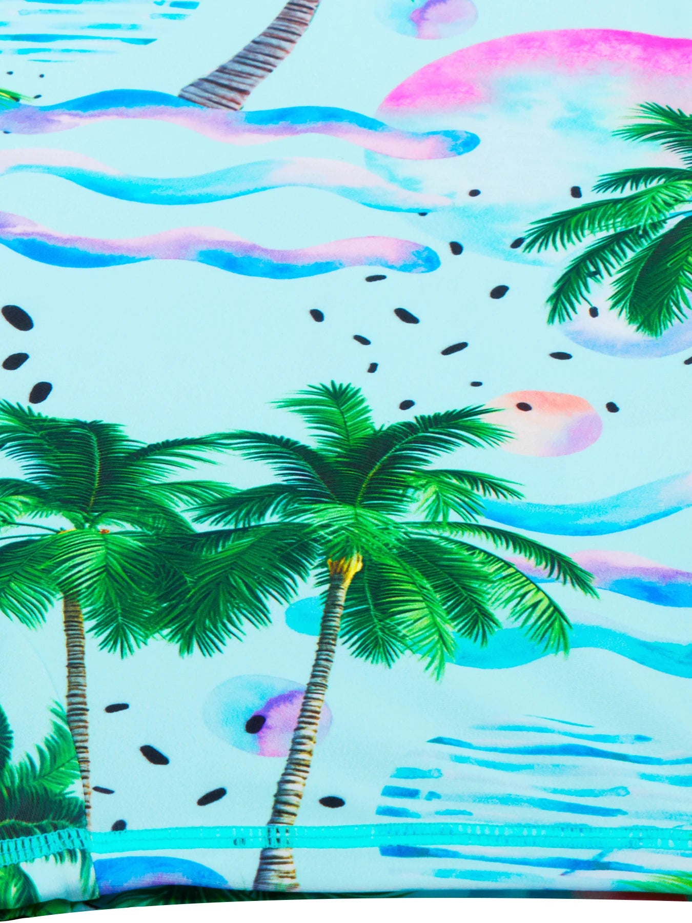 Boyleg Shorts Girls Swimsuit, One-Piece Plants Trees Print Swimwear, Long Sleeve, Beach Vacation Style, Kids Swim Rash Guard Hot