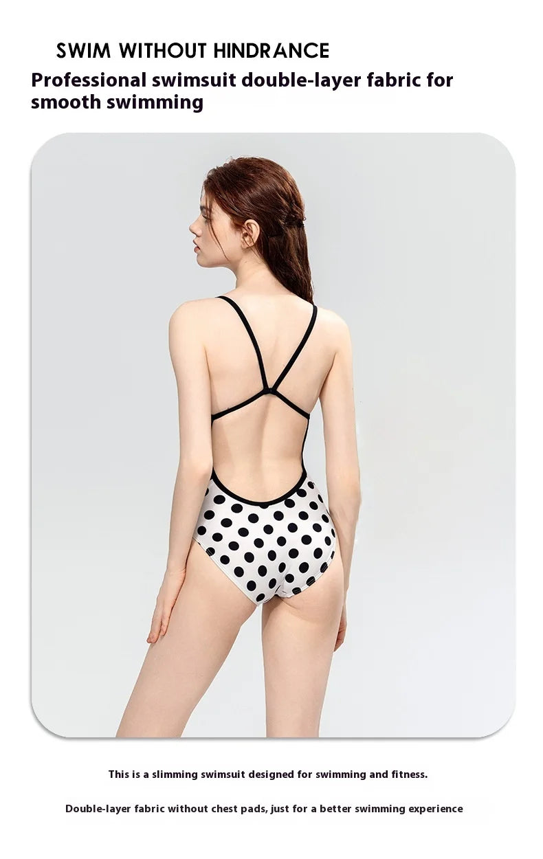 Bunny Bums White with Black Poka Dots One-piece Swimsuit Women Swimwear