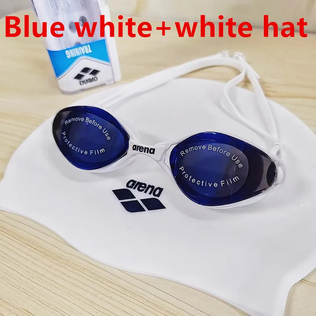ARENA professional waterproof and anti fog high-definition adult swimming goggles silicone swim cap