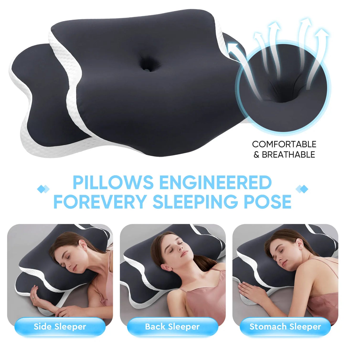 Butterfly Memory Foam Pillows Butterfly Shaped Relaxing Cervical Slow Rebound Neck Pillow Pain Relief Sleeping Orthopedic Bedding
