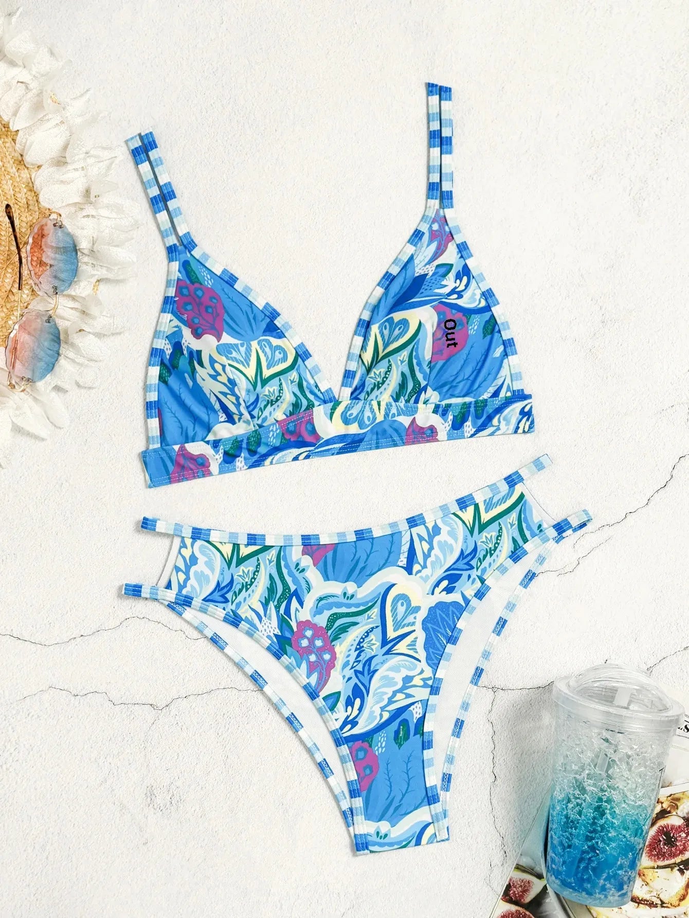 Women's Open-Back Binding Printed Bikini Swimwear Arrival From Europe And America Fashionable Beachwear
