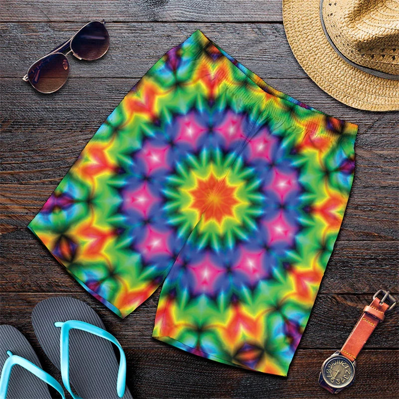 Rainbow Spiral Harajuku Short Pants Men 3D Printed Hawaii Swimsuit Trunks 2024 Summer Swimming Beach Shorts Breath Sport Gym Ice Shorts