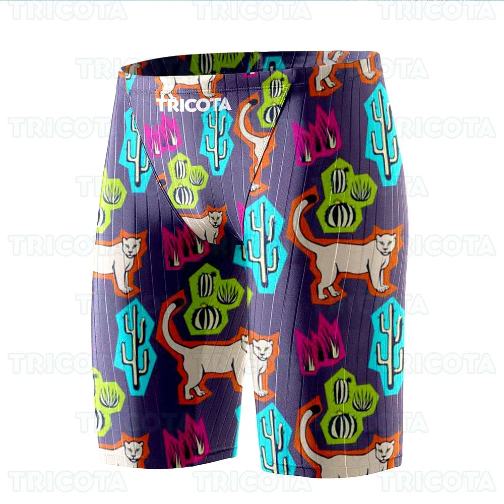 Men Beach Trunks Swimming Jammer Shorts Training Endurance Athletic Jammers Swimwear Swimsuit Uv Quick Dry Tight Surfing Shorts