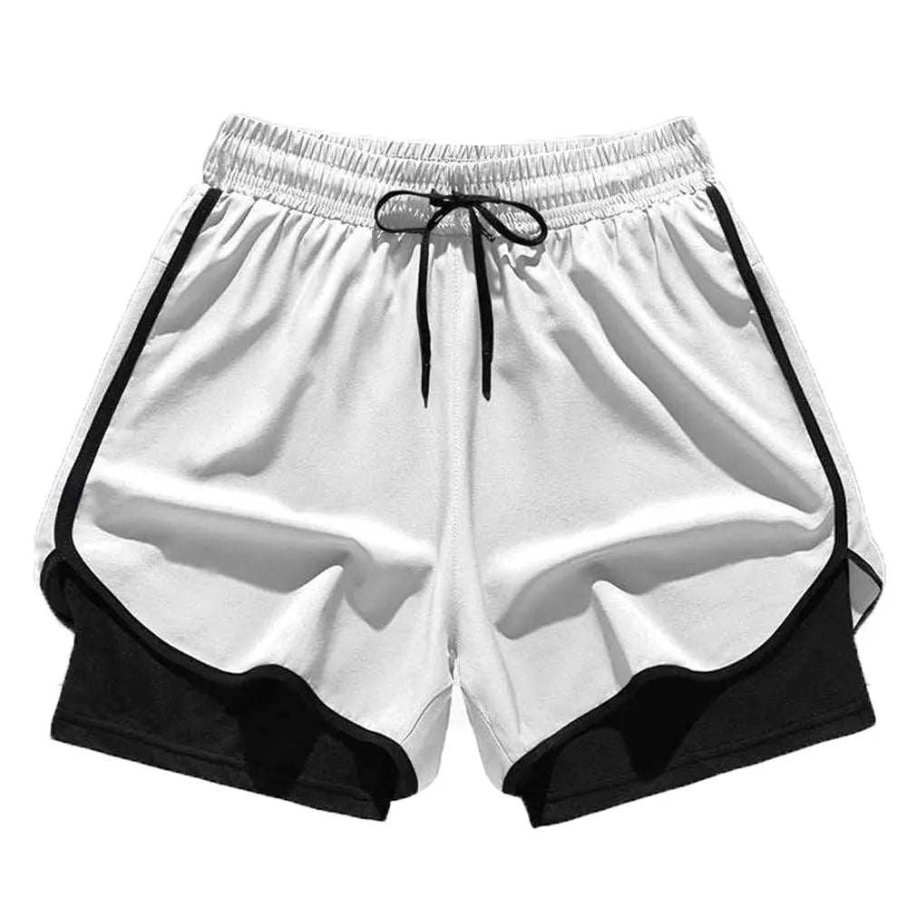 Sports Shorts Men's Running Pants Lined with Fake Two-piece Training Anti-light Three-point Basketball Casual Shorts