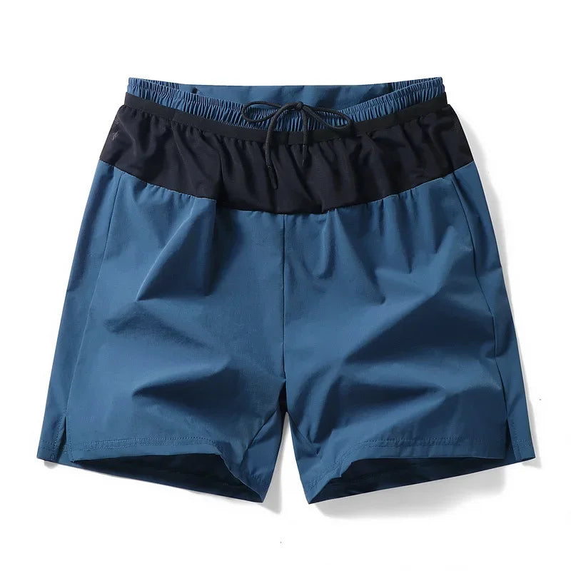(S-5XL)Quick Dry Single Layer Marathon Trail Running Shorts with Mesh Net Waist Pouch for Fitness Workout Sport Shorts Men Teens