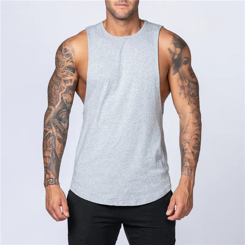 Bodybuilding Muscle Exercise Undershirt Men Gym Sports Cotton Moisture Wicking and Breathable Casual Vest Printed Workout Tops