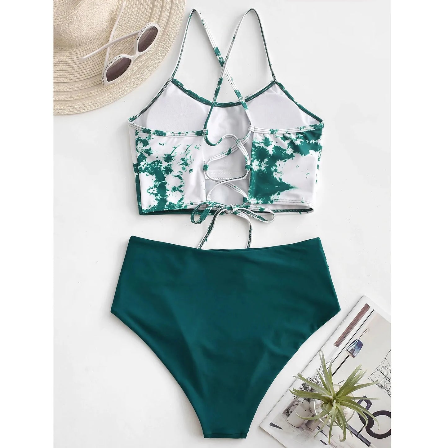 Women's Bikini Swimsuit Sunflower Swimwear Set Swimsuit Tie-dye Two Push-Up Print Piece Swimwear Ruffle Bikini Top