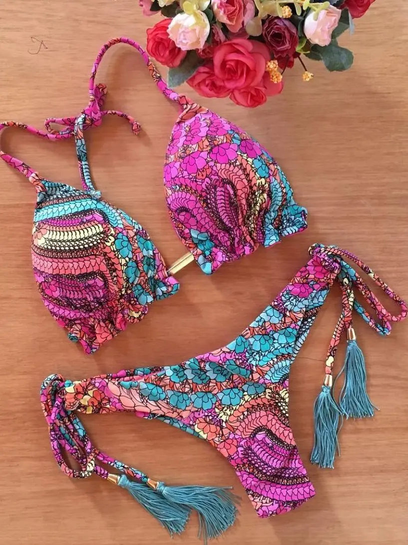 Bikinis Set Women Swimsuit Bandage Two-Piece Swimwear Brazilian Biquínis Beachwear Bathing Suit