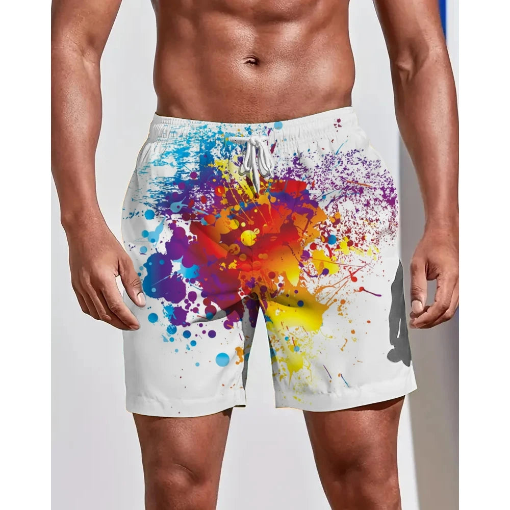 Summer Seasons Rendering Shorts Graffiti 3D Printing Men's Beach Pants Swimming Comfortable Quick Drying Fashion Youth Loose Men