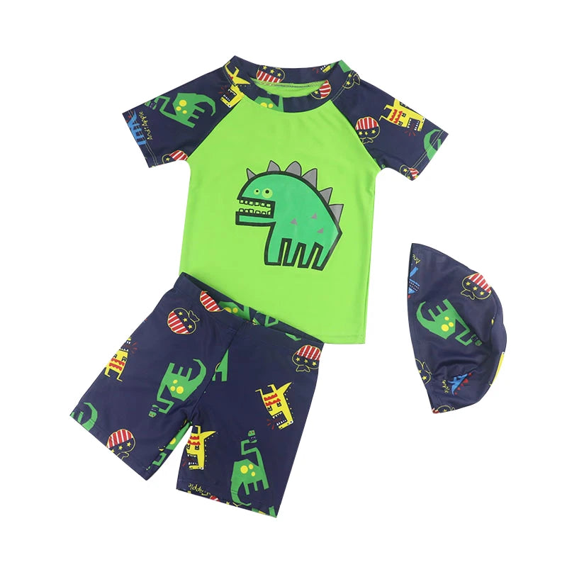 Swimsuit Boys UPF50 Baby Swimwear Shark Dinosaur UV Bathing Suit for Boy 3 Pcs Toddler Surfing Diving Suit Children's Rash Guard