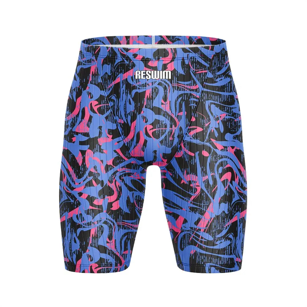 Summer Men's Pro Swim Jammer Athletic Practice Knee-Length Swimsuit Short Lycra Swimming Trunks Beach Tights Shorts Surf Pants